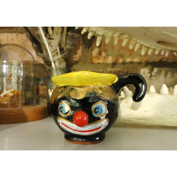 Vintage Thames Redware Clown Face Creamer or Espresso Cup oddity curiosity 1940s - Picture 12 of 16